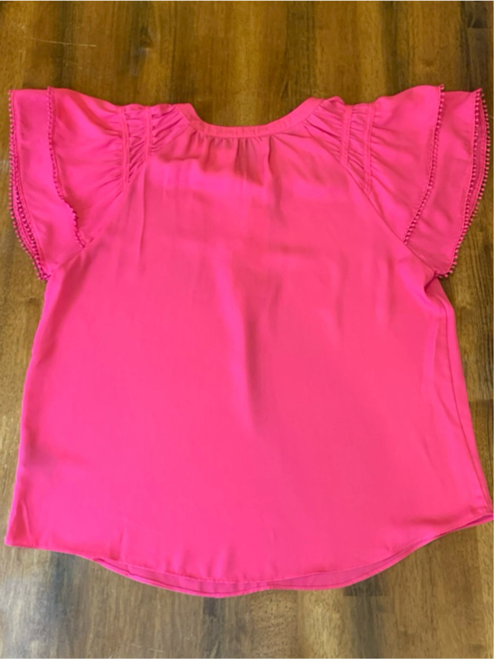 Zac & Rachel Top Large Fuchsia Hot Pink Ruffle Flutter Sleeves - Picture 7 of 7